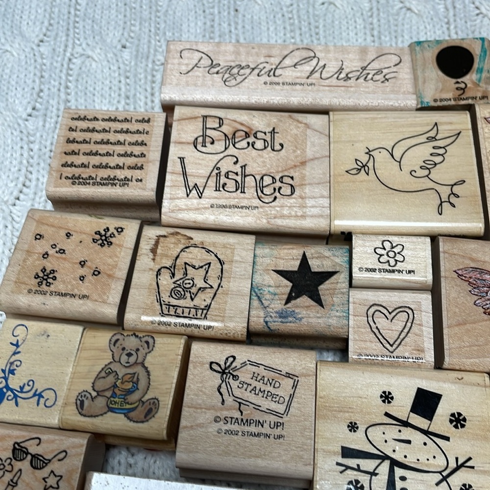 Wooden Stamp Set lot of 26 used stamps - Picture 3 of 10
